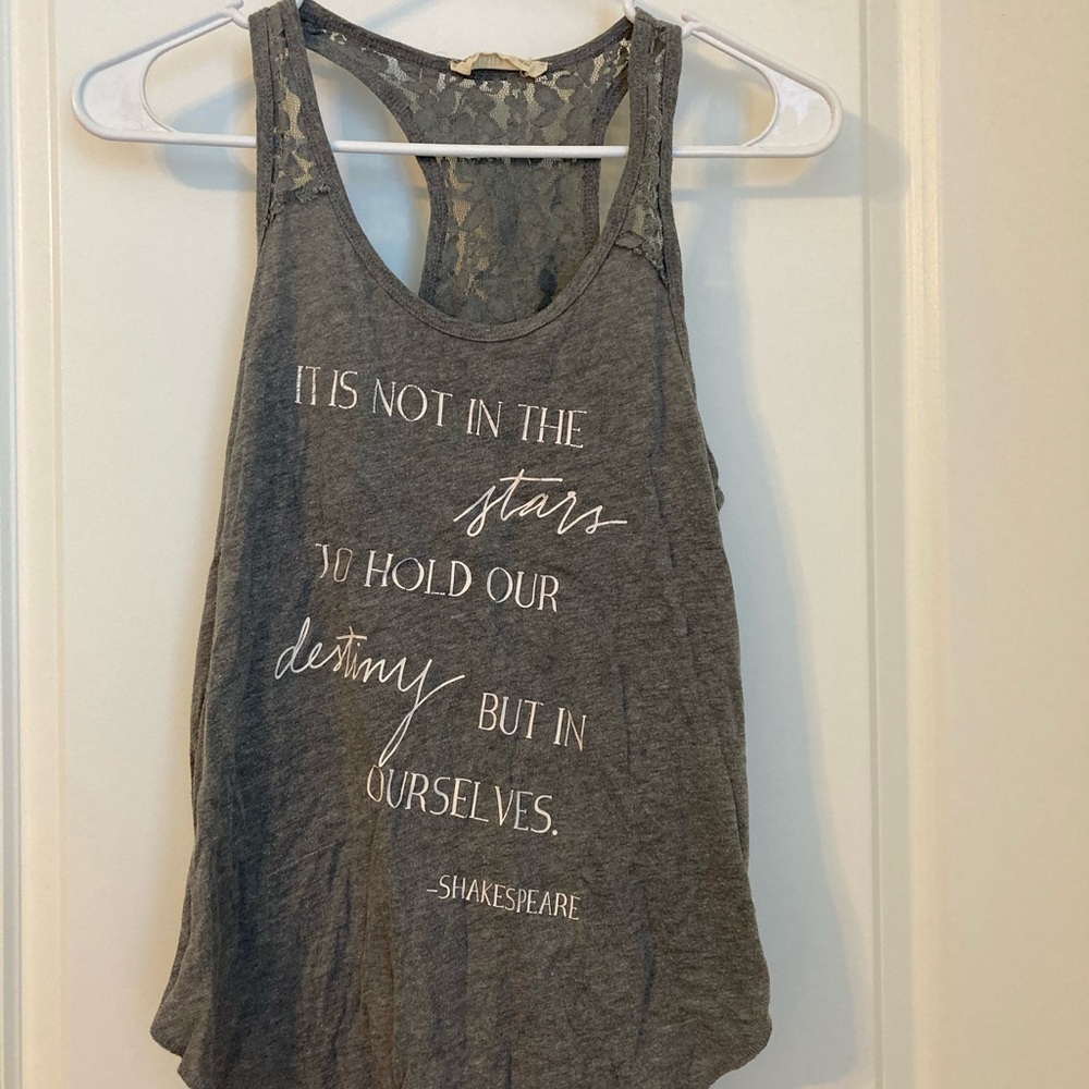 Gray Lace-Back Tank Top